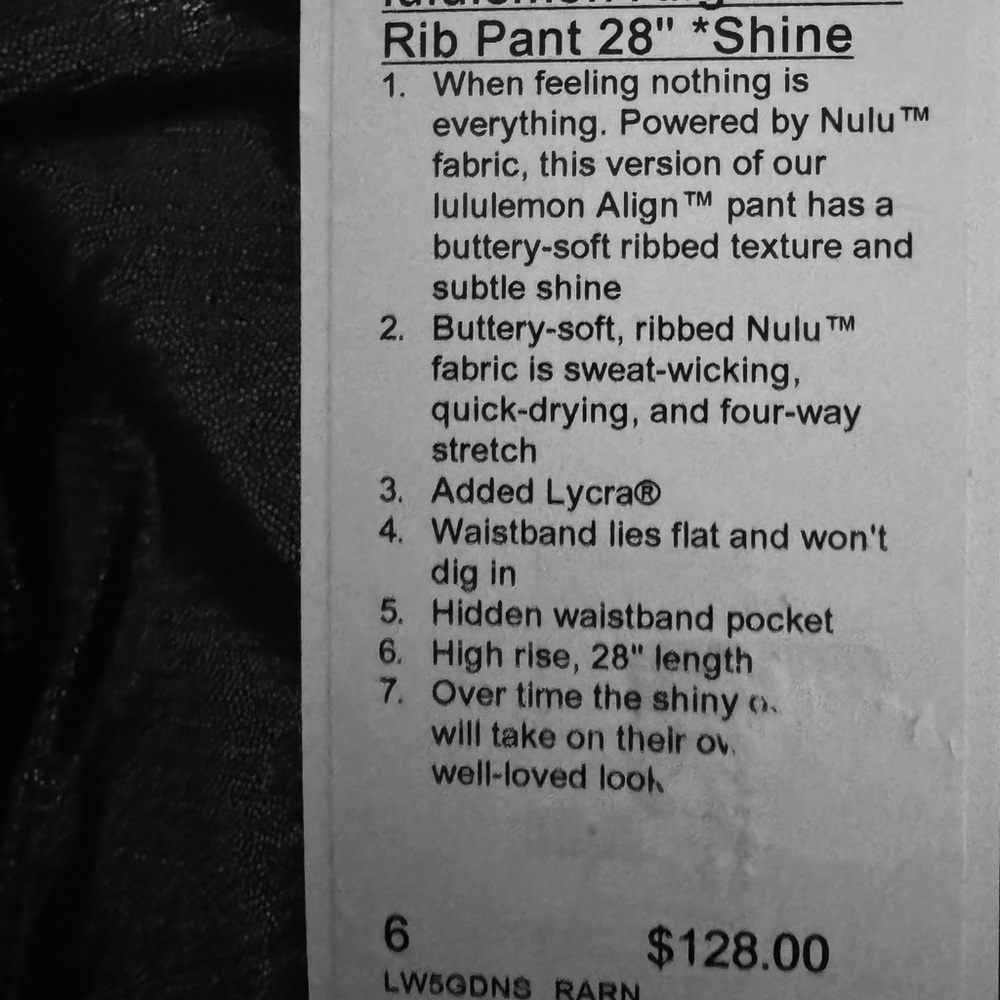 lululemon Align™ High-Rise Ribbed Pant 28" Shine Sz 6 - Picture 5 of 5